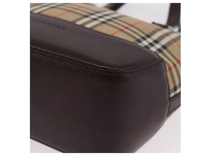 Borsa a mano BURBERRY Nova Check Canvas Beige Gold Auth 207846A D'oro - vista 11