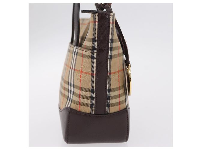Borsa a mano BURBERRY Nova Check Canvas Beige Gold Auth 207846A D'oro - vista 5