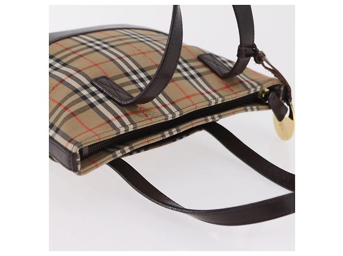 Borsa a mano BURBERRY Nova Check Canvas Beige Gold Auth 207846A D'oro - vista 6