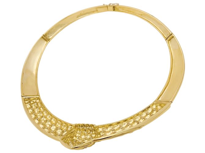 Autre Marque Plastron-Halskette, gestepptes Motiv, Gelbgold. - Ansicht 4