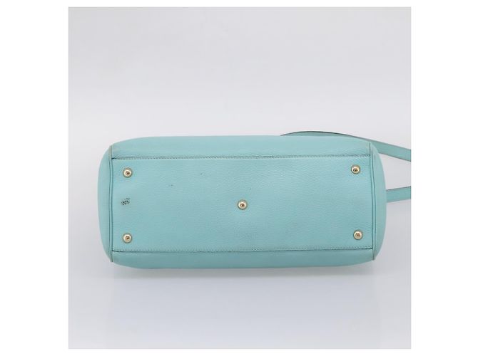 Borsa a mano GUCCI Bamboo in pelle 2way azzurro e oro 323660 Auth LN229A D'oro Blu chiaro - vista 11