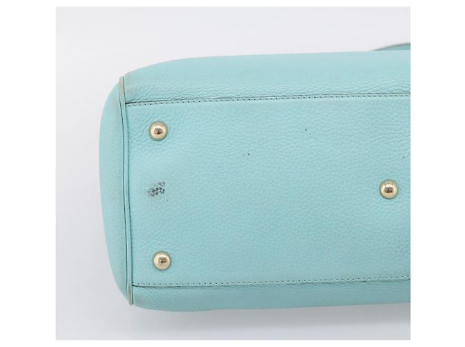 Borsa a mano GUCCI Bamboo in pelle 2way azzurro e oro 323660 Auth LN229A D'oro Blu chiaro - vista 12