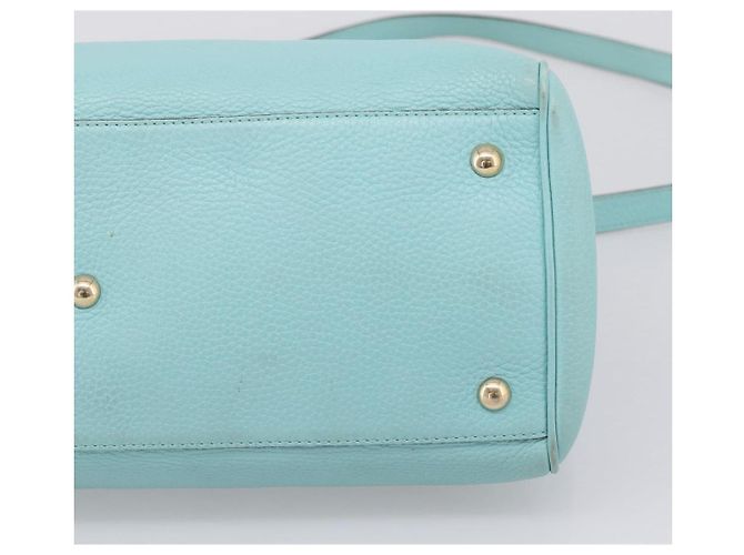 Borsa a mano GUCCI Bamboo in pelle 2way azzurro e oro 323660 Auth LN229A D'oro Blu chiaro - vista 13