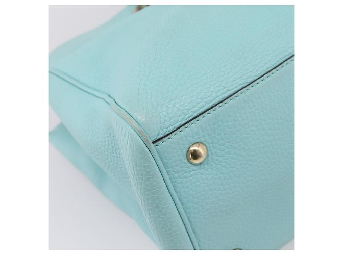 Borsa a mano GUCCI Bamboo in pelle 2way azzurro e oro 323660 Auth LN229A D'oro Blu chiaro - vista 17
