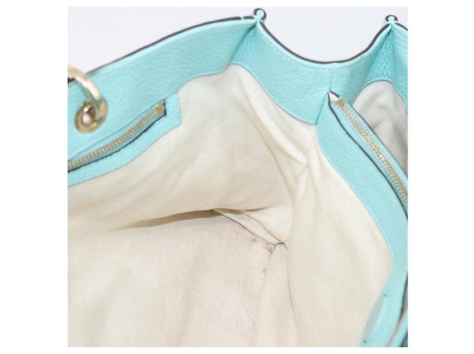 Borsa a mano GUCCI Bamboo in pelle 2way azzurro e oro 323660 Auth LN229A D'oro Blu chiaro - vista 22