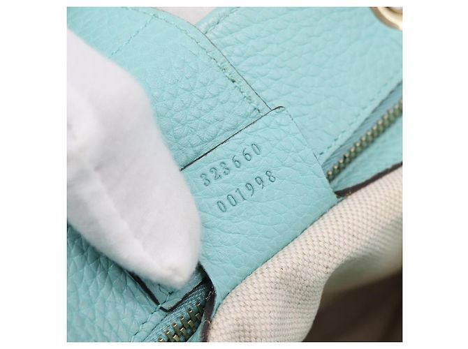 Borsa a mano GUCCI Bamboo in pelle 2way azzurro e oro 323660 Auth LN229A D'oro Blu chiaro - vista 26