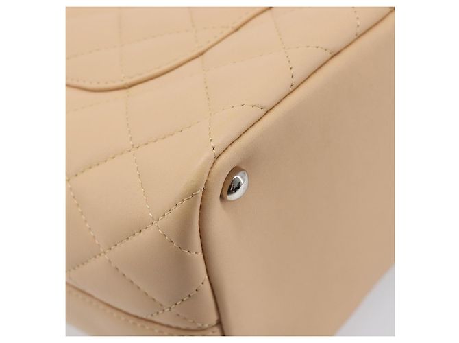Borsa Tote CHANEL Linea Cambon in pelle beige e argento CC Auth ki6919SAM - vista 13
