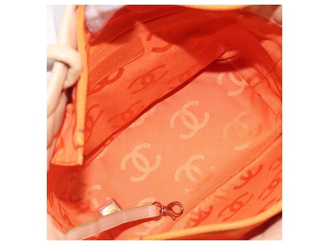 Borsa Tote CHANEL Linea Cambon in pelle beige e argento CC Auth ki6919SAM - vista 16