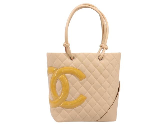 Borsa Tote CHANEL Linea Cambon in pelle beige e argento CC Auth ki6919SAM - vista 2