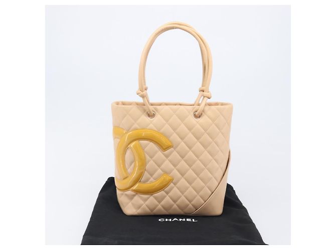 Borsa Tote CHANEL Linea Cambon in pelle beige e argento CC Auth ki6919SAM - vista 25