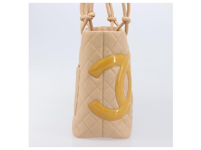 Borsa Tote CHANEL Linea Cambon in pelle beige e argento CC Auth ki6919SAM - vista 4