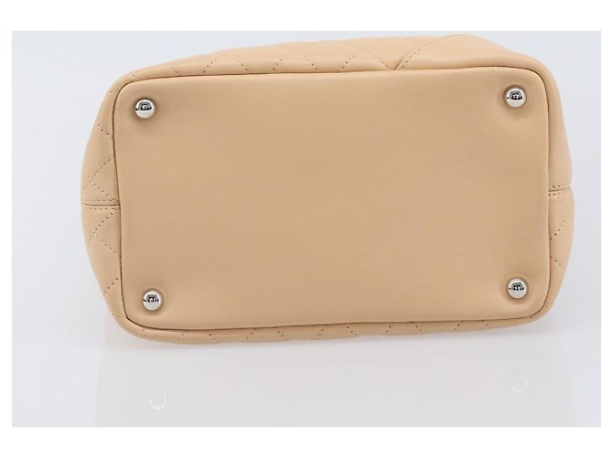 Borsa Tote CHANEL Linea Cambon in pelle beige e argento CC Auth ki6919SAM - vista 9