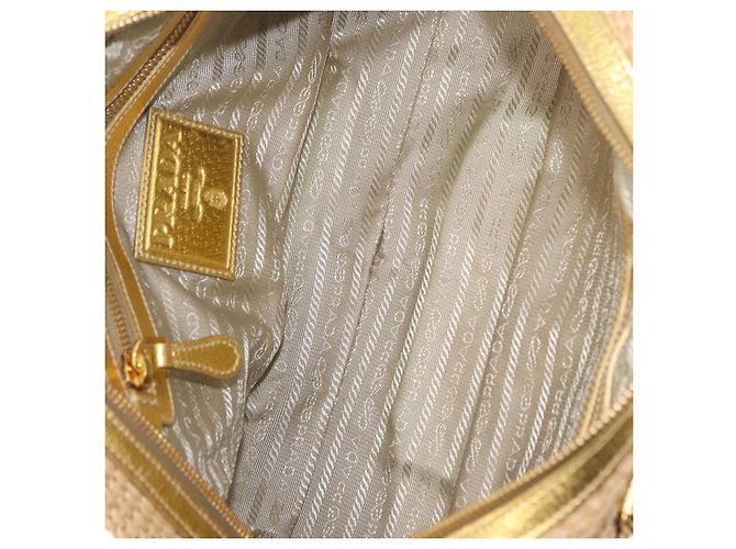 PRADA Kettenhandtasche aus Raffia Beige Goldfarben BL0352 Auth am12833M - Ansicht 21