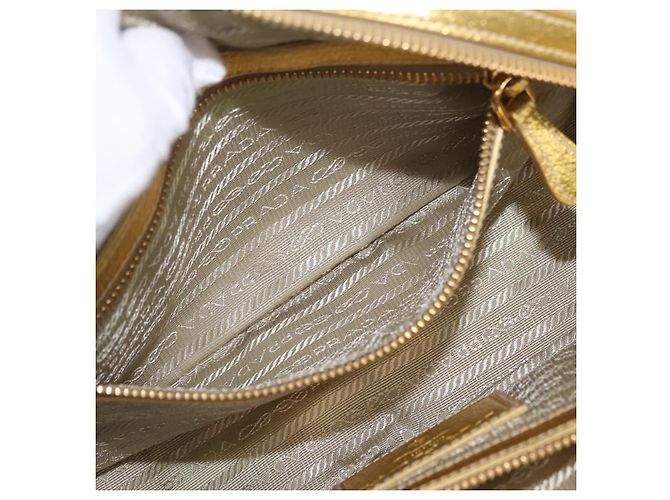 PRADA Kettenhandtasche aus Raffia Beige Goldfarben BL0352 Auth am12833M - Ansicht 28