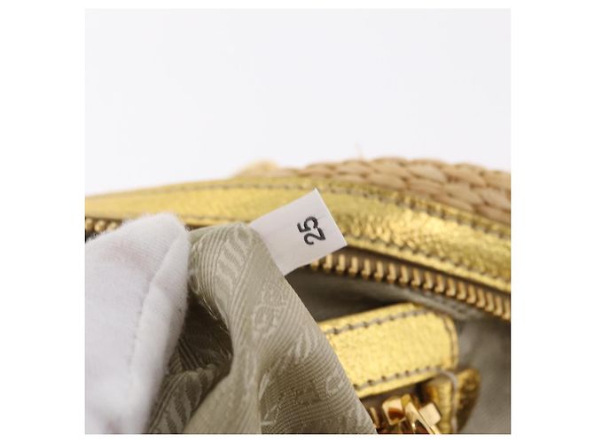 PRADA Kettenhandtasche aus Raffia Beige Goldfarben BL0352 Auth am12833M - Ansicht 29