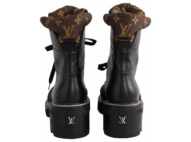 Louis Vuitton Black Leather Lace-up Boots - view 2
