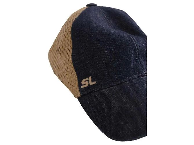 Autre Marque Cappellino Saint Laurent in cotone blu - vista 3