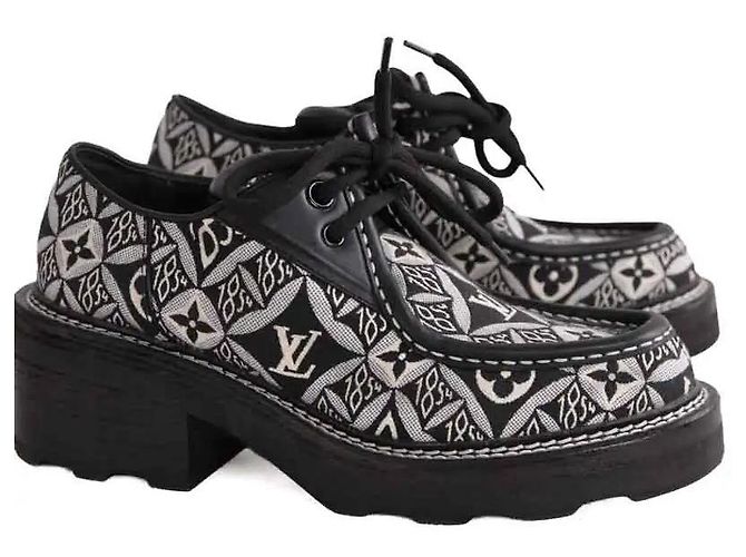 Louis Vuitton Scarpe Derby in tela beaubourg nere con lacci Nero - vista 3