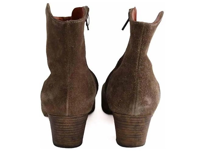 Isabel Marant Khaki Deerskin Ankle Boots Size 40 - view 2