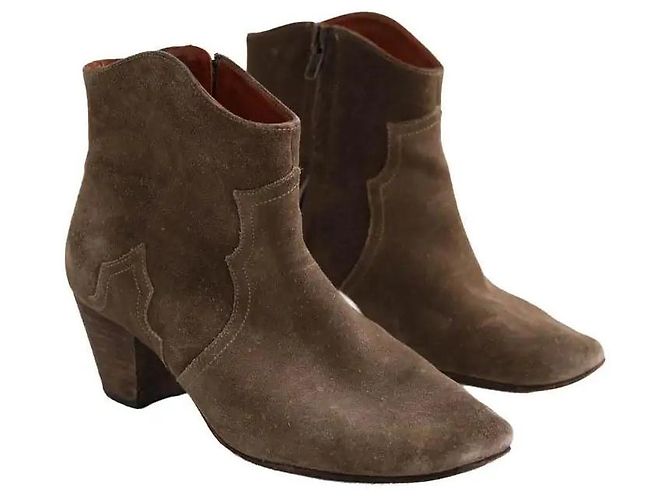 Isabel Marant Khaki Deerskin Ankle Boots Size 40 - view 3