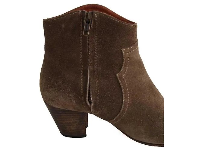 Isabel Marant Khaki Deerskin Ankle Boots Size 40 - view 4