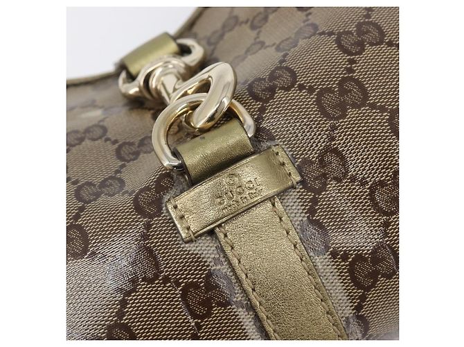 Borsa a tracolla GUCCI GG Crystal Jackie Beige Gold 203495 Auth 208732 D'oro - vista 16