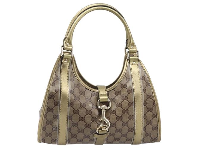 Borsa a tracolla GUCCI GG Crystal Jackie Beige Gold 203495 Auth 208732 D'oro - vista 2