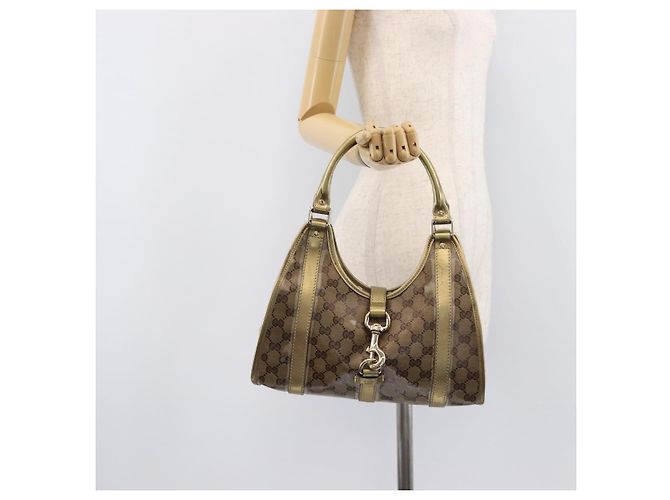 Borsa a tracolla GUCCI GG Crystal Jackie Beige Gold 203495 Auth 208732 D'oro - vista 25
