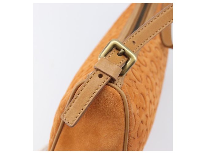 16 Céline Borsa a mano CELINE C Macadam Suede Orange Tono Oro Auth 208638V Arancione - vista 14