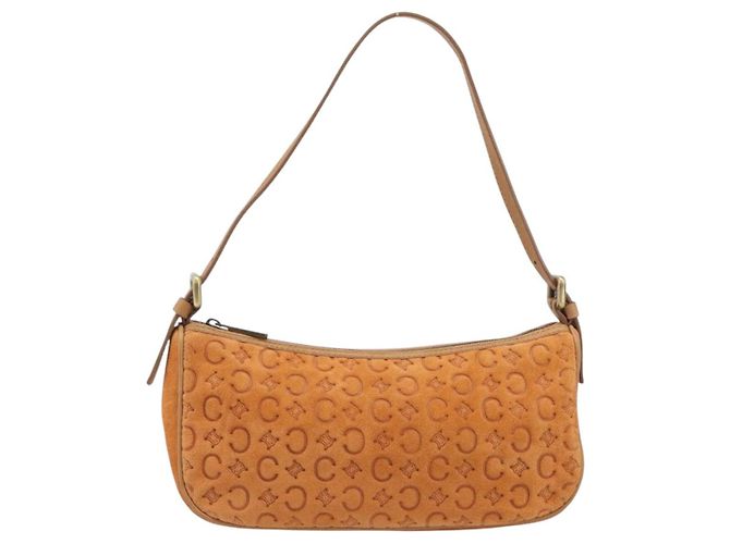 16 Céline Borsa a mano CELINE C Macadam Suede Orange Tono Oro Auth 208638V Arancione - vista 2