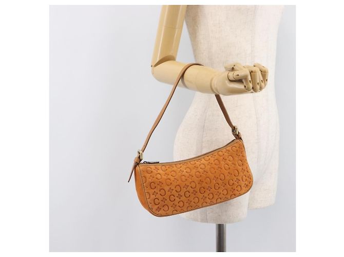 16 Céline Borsa a mano CELINE C Macadam Suede Orange Tono Oro Auth 208638V Arancione - vista 22