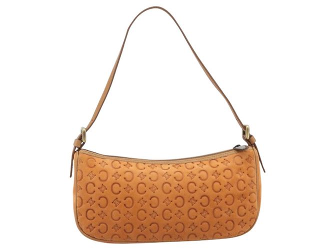 16 Céline Borsa a mano CELINE C Macadam Suede Orange Tono Oro Auth 208638V Arancione - vista 3