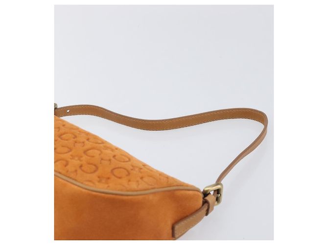16 Céline Borsa a mano CELINE C Macadam Suede Orange Tono Oro Auth 208638V Arancione - vista 8