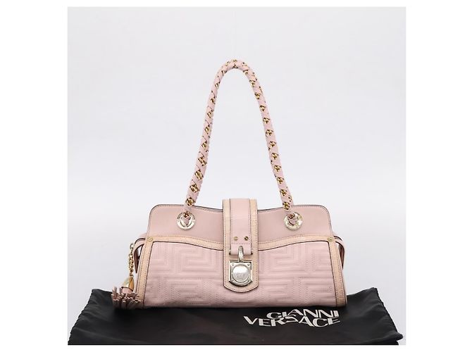 VERSACE Chain Tote Bag Leder Pink Gold Auth 207875M Golden - Ansicht 12