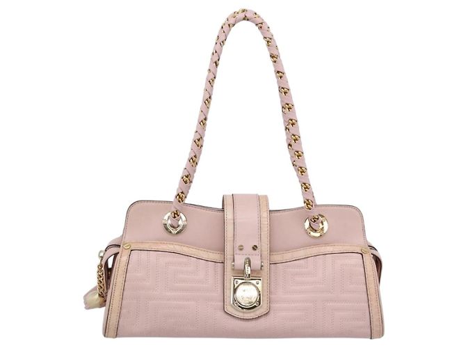 VERSACE Chain Tote Bag Leder Pink Gold Auth 207875M Golden - Ansicht 13