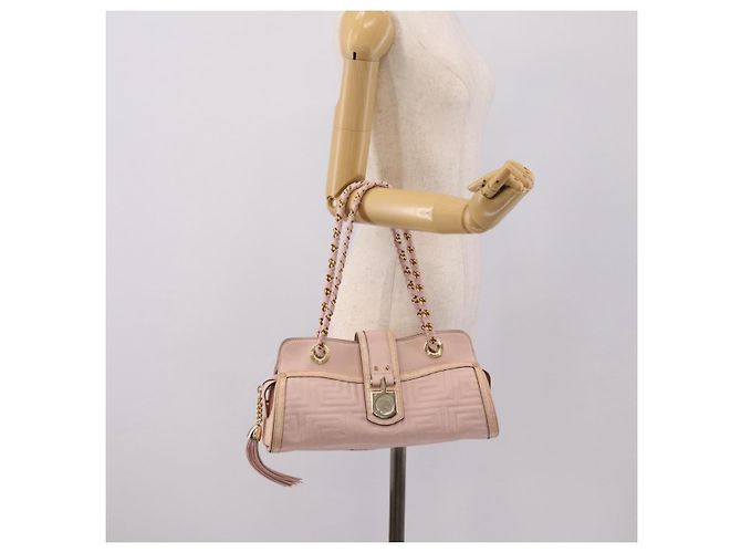 VERSACE Chain Tote Bag Leder Pink Gold Auth 207875M Golden - Ansicht 24