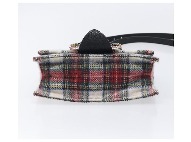 Bolsa de Ombro Miu Miu Bijoux Wool Red Gold Auth ka6640V - vista 10