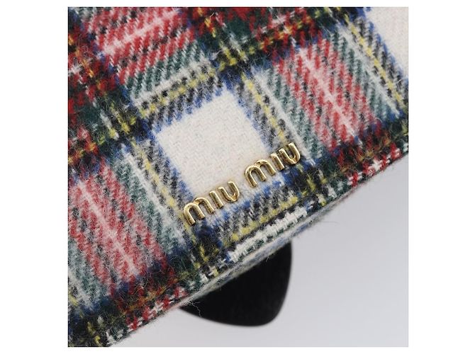 Bolsa de Ombro Miu Miu Bijoux Wool Red Gold Auth ka6640V - vista 15