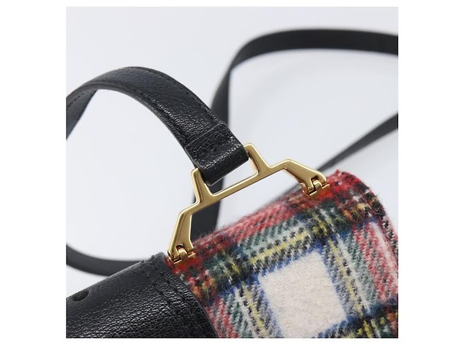 Bolsa de Ombro Miu Miu Bijoux Wool Red Gold Auth ka6640V - vista 16