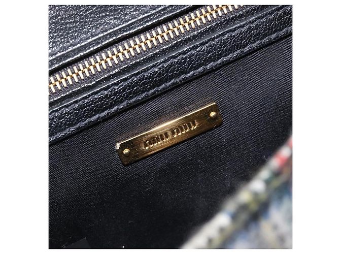 Bolsa de Ombro Miu Miu Bijoux Wool Red Gold Auth ka6640V - vista 20