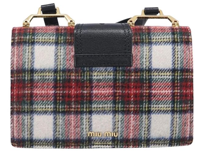 Bolsa de Ombro Miu Miu Bijoux Wool Red Gold Auth ka6640V - vista 3