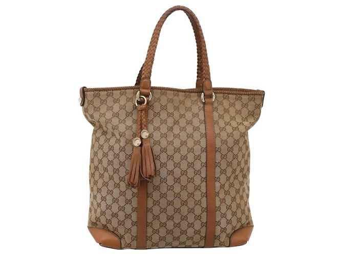 Borsa Tote GUCCI GG Canvas Beige Gold 257031 Auth ep16406 D'oro - vista 2