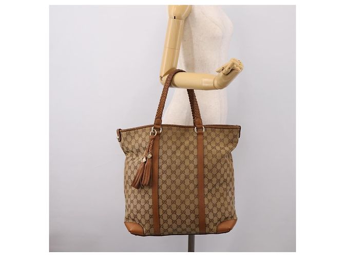 Borsa Tote GUCCI GG Canvas Beige Gold 257031 Auth ep16406 D'oro - vista 22