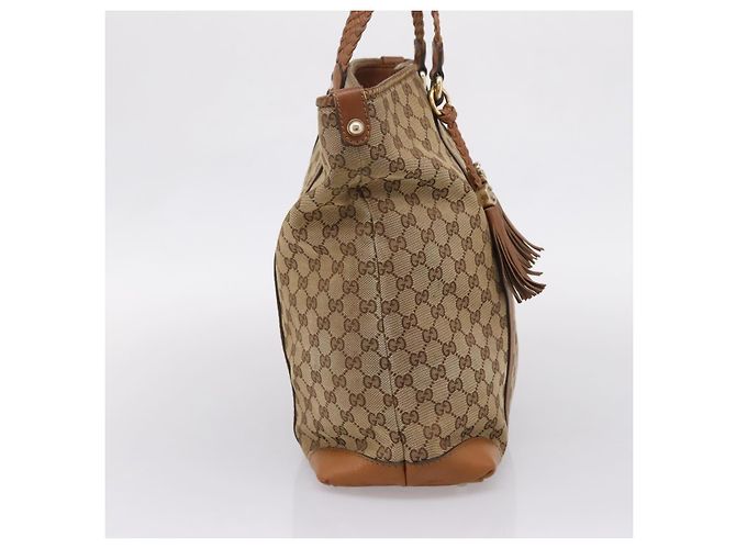 Borsa Tote GUCCI GG Canvas Beige Gold 257031 Auth ep16406 D'oro - vista 4