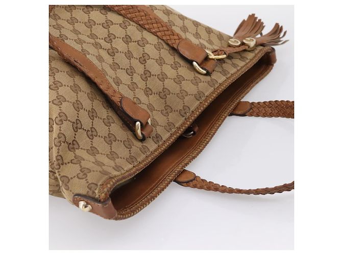 Borsa Tote GUCCI GG Canvas Beige Gold 257031 Auth ep16406 D'oro - vista 6