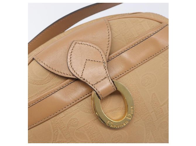 Borsa a tracolla ovale Christian Dior Trotter Canvas PVC Beige Gold Auth ki6915A - vista 18