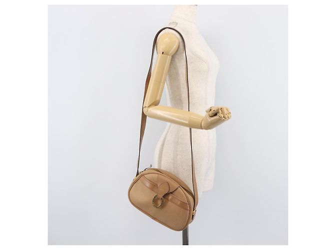 Borsa a tracolla ovale Christian Dior Trotter Canvas PVC Beige Gold Auth ki6915A - vista 30