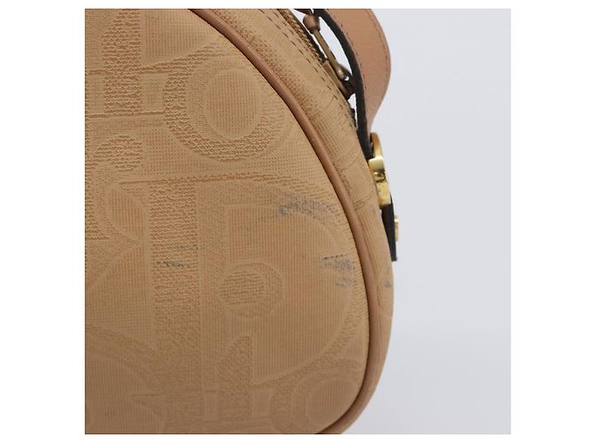 Borsa a tracolla ovale Christian Dior Trotter Canvas PVC Beige Gold Auth ki6915A - vista 5