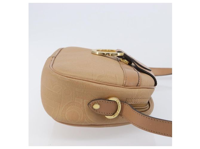 Borsa a tracolla ovale Christian Dior Trotter Canvas PVC Beige Gold Auth ki6915A - vista 6