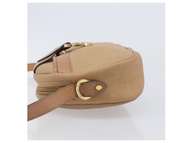 Borsa a tracolla ovale Christian Dior Trotter Canvas PVC Beige Gold Auth ki6915A - vista 7